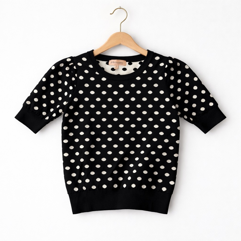 Philosophy Black & White Polka Dot Sweater – XS